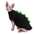 Diseño de dinosaurio Sphynx Ropa de gato sin pelo Lindo transpirable Verano Camisas de algodón Traje de gato Ropa para mascotas, Camisetas de gatito de cuello redondo con mangas, Ropa para gatos y perros pequeños (S (2-3.5 libras), Negro)