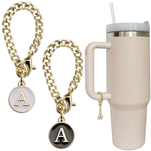 Wabogove Letter Charm Accessories for Stanley Cup 2PCS Initial Name ID Personalized Handle Charm for Stanley Tumbler (A)