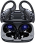 Bluetooth Headphones Wireless Earbuds 80hrs Playtime Wireless Charging Case Digital Display Sports Ear buds with Earhook Premium Deep Bass IPX7 Waterproof Over-Ear Earphones for TV Phone Laptop Black